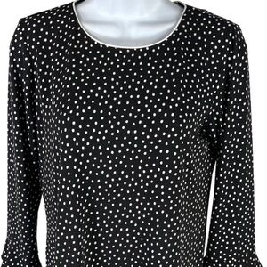 Karl Lagerfeld Black and White Polka Dot Bell Sleeve Blouse